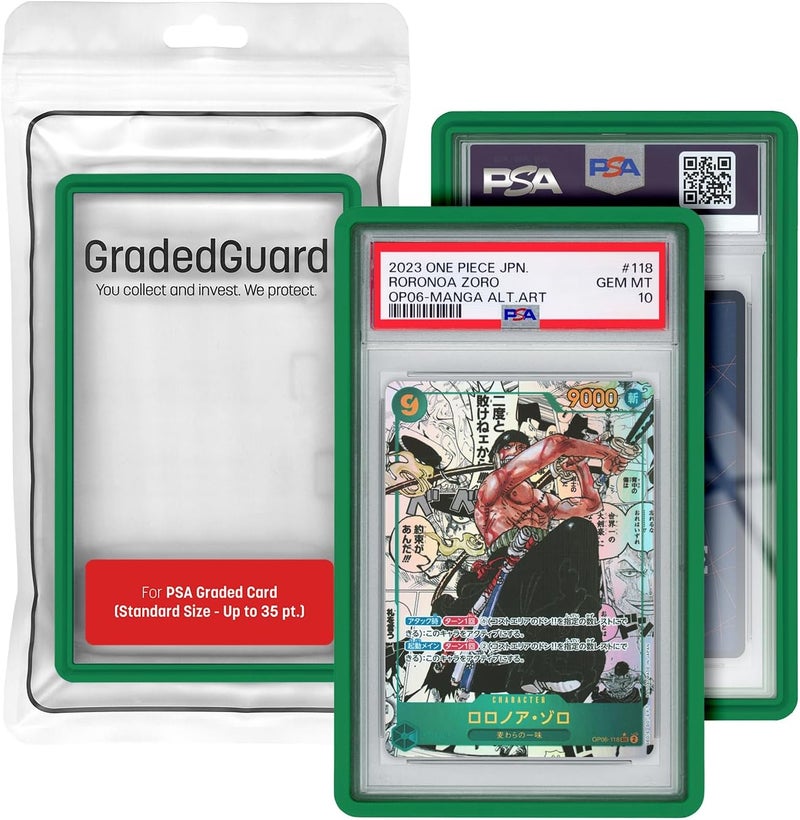 GradedGuard Graded Card Guard Case for Standard PSA Slab Case | Multiple Colors | Soft Touch Matte Finish | Stackable | Made to Fit PSA | Solid TPU and PC Design. (Green) - Image 1